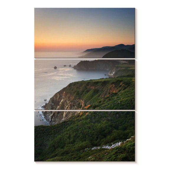 Elephant Stock Big Sur Ii Wall Art - Vertical Multi Panel Canvas - Hallway Wall Decor - Beach Multi Panel - Gray And Blue Decor By Alan Majchrowicz - 32" x 50"