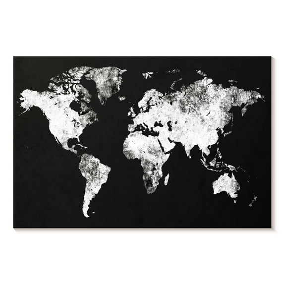 Elephant Stock Black And White Map Wall Art - Horizontal Canvas Wall Art - Living Room Wall Decor - Map Canvas - Black And White Decor - 45" x 30"