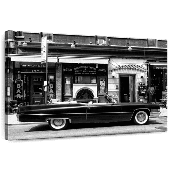 Elephant Stock Black Cadillac Wall Art - Horizontal Canvas Wall Art - Living Room Wall Decor - Transportation Canvas - Black And White Decor By Philippe Hugonnard - 12" x 8"