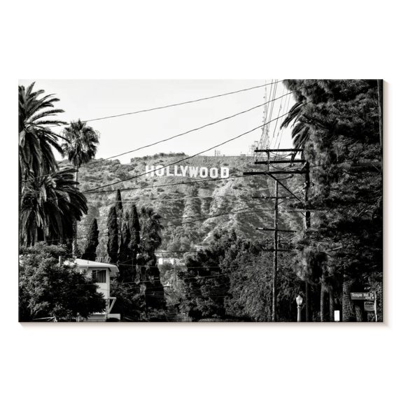 Elephant Stock Black California Hollywood Sign Wall Art - Horizontal Canvas Wall Art - Living Room Wall Decor - Places Canvas - Black And Gray Decor By Philippe Hugonnard - 48" x 32"