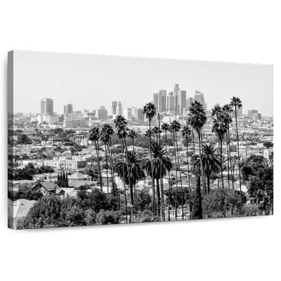 Elephant Stock Black California Los Angeles Skyline Iii Wall Art - Horizontal Canvas Wall Art - Living Room Wall Decor - City Canvas - Black And Gray Decor By Philippe Hugonnard - 45" x 30"