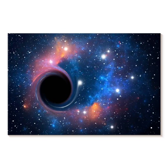 Elephant Stock Black Hole In Outer Space Wall Art - Horizontal Canvas Wall Art - Living Room Wall Decor - Astronomy & Space Canvas - Black And Blue Decor - 30" x 20"