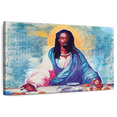 thumbnail image 1 of Elephant Stock Black Jesus I Wall Art - Horizontal Canvas Wall Art - Bedroom Wall Decor - Religion And Spirituality Canvas - Blue And Pink Decor - 48" x 32", 1 of 8