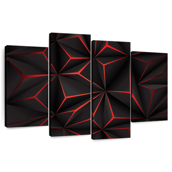 Elephant Stock Black And Red Abstract Wall Art - Horizontal Multi Panel Canvas - Living Room Wall Decor - Abstract Multi Panel - Black And Red Decor - 36" x 22"