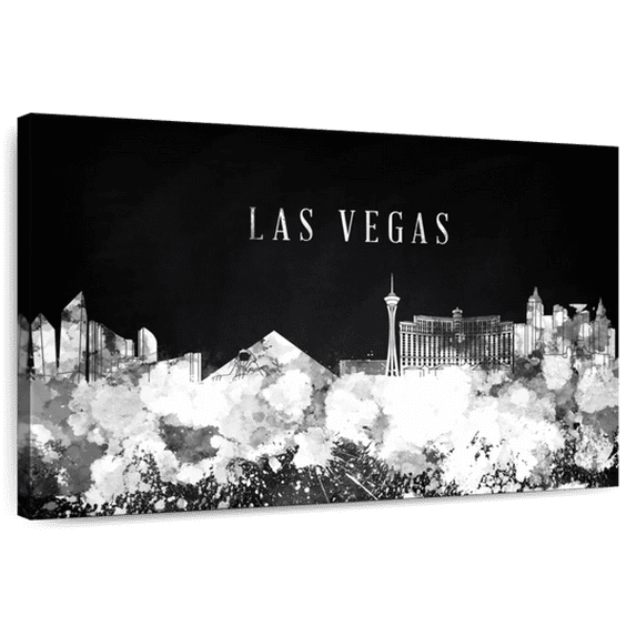 Elephant Stock Black And White Las Vegas Wall Art - Horizontal Canvas Wall Art - Living Room Wall Decor - City Canvas - Black And Gray Decor - 36" x 24"