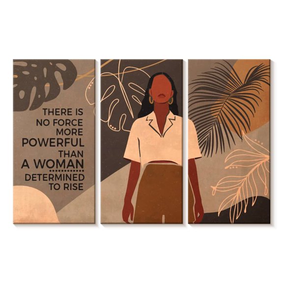 Elephant Stock Black Woman Power Quote Wall Art - Horizontal Multi Panel Canvas - Living Room Wall Decor - Advocacy Art Multi Panel - Brown And Beige Decor - 50" x 32"