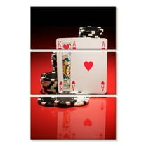 Elephant Stock Blackjack Ace And King Wall Art - Vertical Multi Panel Canvas - Living Room Wall Decor - Hobbies And Lifestyle Multi Panel - Brown And Red Decor - 14" x 23"