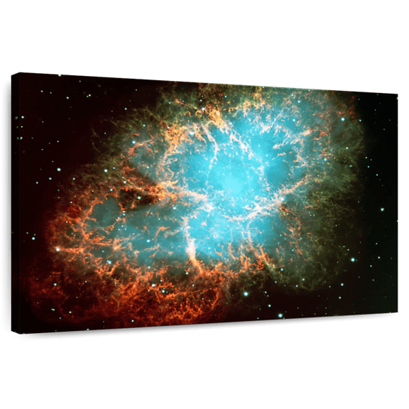 Elephant Stock Blazing Crab Nebula Wall Art - Horizontal Canvas Wall Art - Living Room Wall Decor - Astronomy & Space Canvas - Black And Turquoise Decor By Nasa - 12" x 8"
