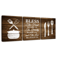 thumbnail image 1 of Elephant Stock Bless The Food Wall Sign Wall Art - Horizontal Multi Panel Canvas - Kitchen Wall Decor - Wall Signs Multi Panel - White And Brown Decor - 62" x 30", 1 of 8