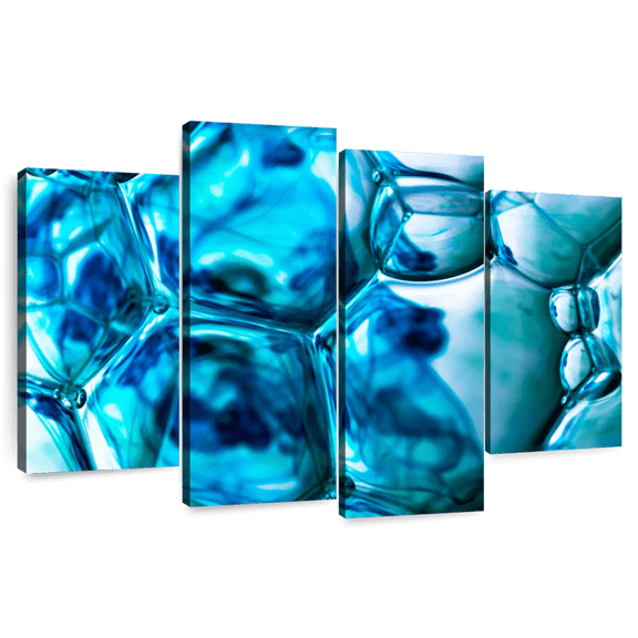 Elephant Stock Blue Bubbles Wall Art - Horizontal Multi Panel Canvas - Living Room Wall Decor - Abstract Multi Panel - Teal And Blue Decor - 43" x 27"