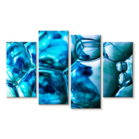 Elephant Stock Blue Bubbles Wall Art - Horizontal Multi Panel Canvas - Living Room Wall Decor - Abstract Multi Panel - Teal And Blue Decor - 52" x 32"