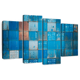 thumbnail image 1 of Elephant Stock Blue Cargo Containers Wall Art - Horizontal Multi Panel Canvas - Living Room Wall Decor - Abstract Multi Panel - Teal And Turquoise Decor - 36" x 22", 1 of 8