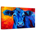 thumbnail image 1 of Elephant Stock Blue Cow Wall Art - Horizontal Canvas Wall Art - Living Room Wall Decor - Animal Canvas - Blue And Red Decor By Marion Rose - 51" x 34", 1 of 8