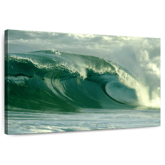 Elephant Stock Blue Green Ocean Wave Wall Art - Horizontal Canvas Wall Art - Living Room Wall Decor - Beach Canvas - Green And Blue Decor - 24" x 16"