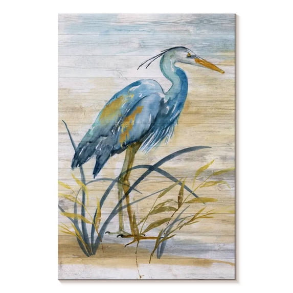 Elephant Stock Blue Heron I Wall Art - Vertical Canvas Wall Art - Living Room Wall Decor - Animal Canvas - Blue And Orange Decor By Nan - 16" x 24"