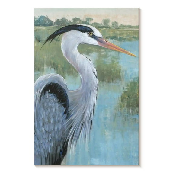 Elephant Stock Blue Heron Portrait Ii Wall Art - Vertical Canvas Wall Art - Hallway Wall Decor - Animal Canvas - Blue And White Decor By Tim O'toole - 16" x 24"