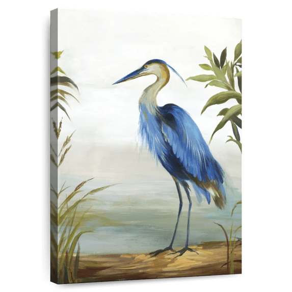 Elephant Stock Blue Heron Wall Art - Vertical Canvas Wall Art - Lobby Wall Decor - Animal Canvas - White And Brown Decor By Aimee Wilson - 8" x 12"