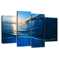thumbnail image 1 of Elephant Stock Blue Ocean Wave Wall Art - Horizontal Multi Panel Canvas - Living Room Wall Decor - Beach Multi Panel - Blue And Yellow Decor - 36" x 22", 1 of 8