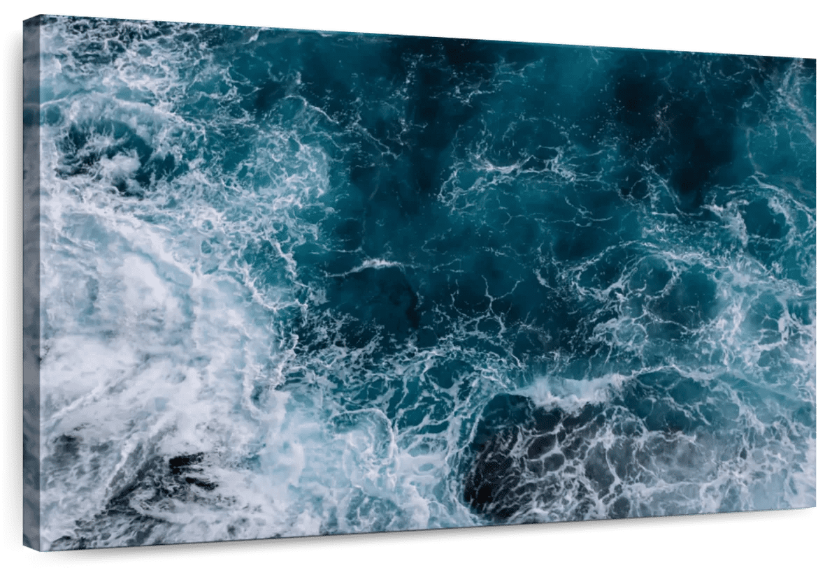 Elephant Stock Blue Ocean Waves Wall Art - Horizontal Canvas Wall Art ...