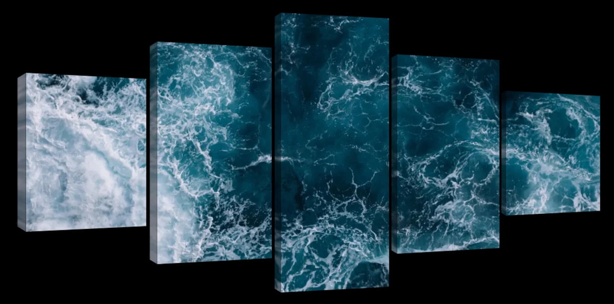 Elephant Stock Blue Ocean Waves Wall Art - Horizontal Multi Panel ...