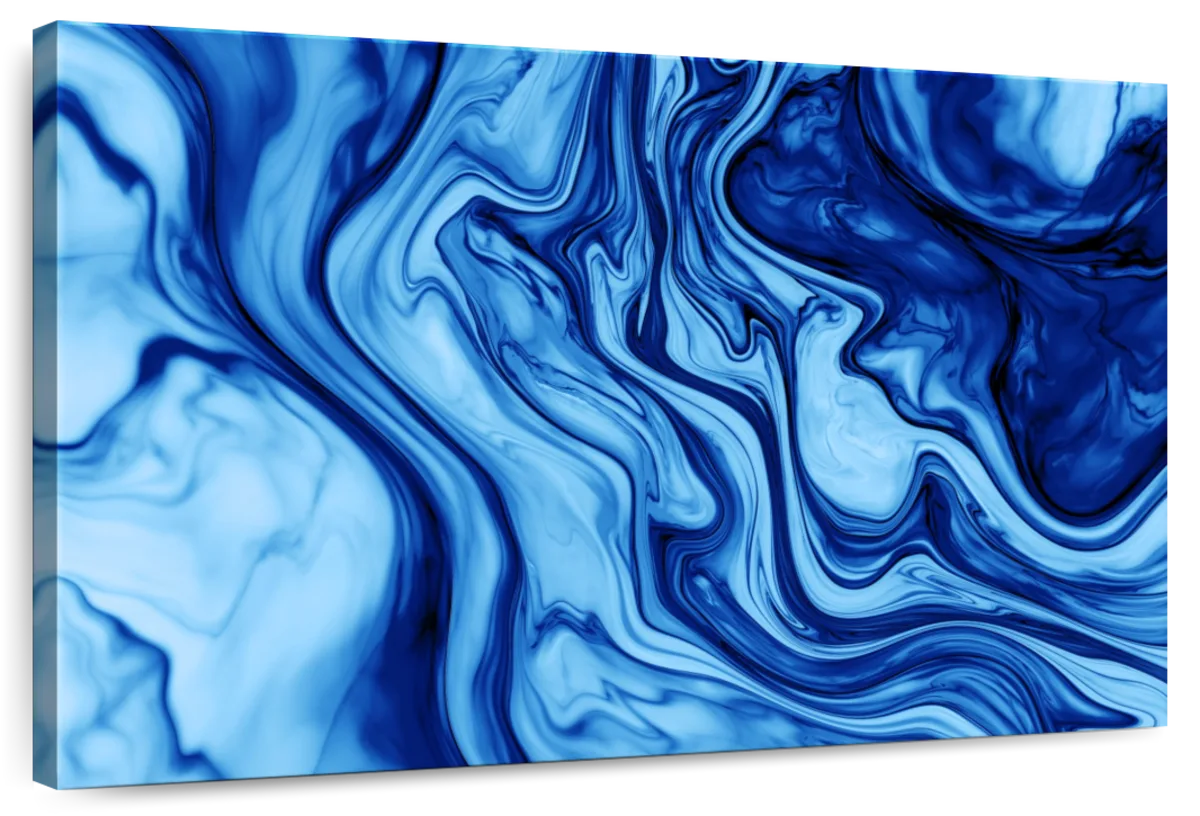 Elephant Stock Blue Wave Dynamic Abstract Wall Art Horizontal Canvas