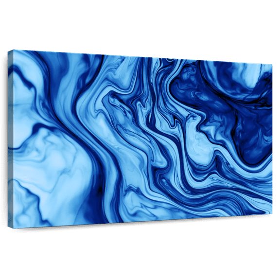 Elephant Stock Blue Wave Dynamic Abstract Wall Art - Horizontal Canvas Wall Art - Living Room Wall Decor - Abstract Canvas - Blue And Decor - 12" x 8"