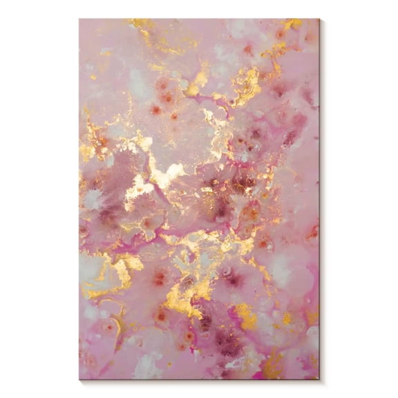 Elephant Stock Blush And Gold Abstract Wall Art - Vertical Canvas Wall Art - Living Room Wall Decor - Abstract Canvas - Pink And Gold Decor - 24" x 36"