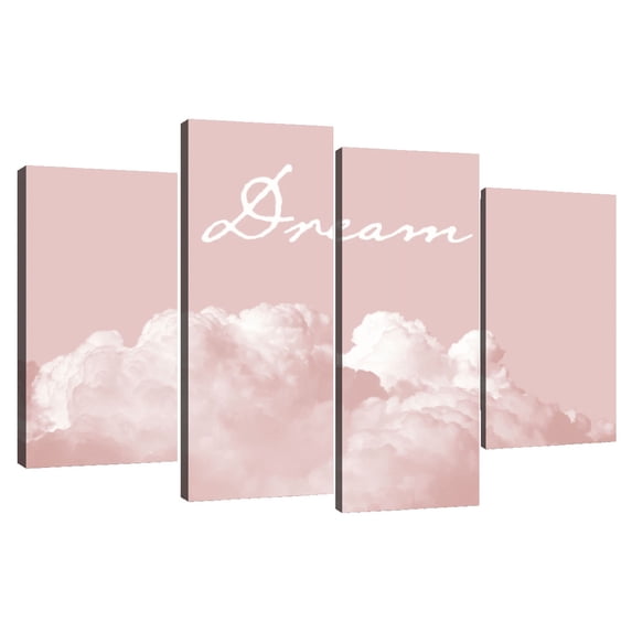 Elephant Stock Blush Pink Dream Wall Art - Horizontal Multi Panel Canvas - Bedroom Wall Decor - Inspirational And Typography Multi Panel - Pink And White Decor By Urban Epiphany - 84" x 54"