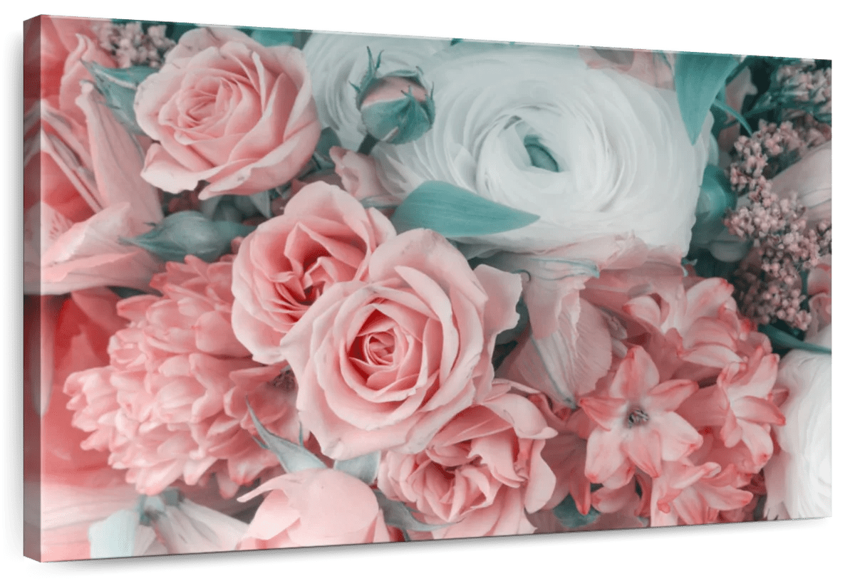 Elephant Stock Blush Pink Floral Wall Art Horizontal Canvas Wall Art