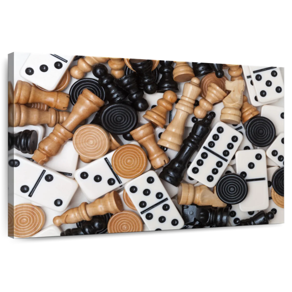 Elephant Stock Board Games Wall Art - Horizontal Canvas Wall Art - Living Room Wall Decor - Hobbies And Lifestyle Canvas - Brown And Black Decor - 48" x 32"