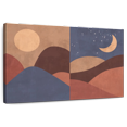 thumbnail image 1 of Elephant Stock Boho Sun Moon And Mountains I Wall Art - Horizontal Canvas Wall Art - Living Room Wall Decor - Nature Canvas - Gray And Brown Decor - 39" x 26", 1 of 8