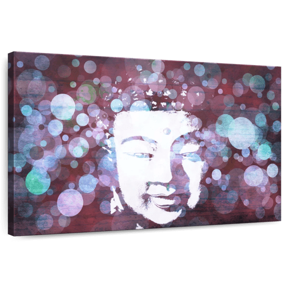 Elephant Stock Bokeh Buddha Wall Art - Horizontal Canvas Wall Art - Living Room Wall Decor - People Canvas - Blue And Purple Decor - 24" x 16"