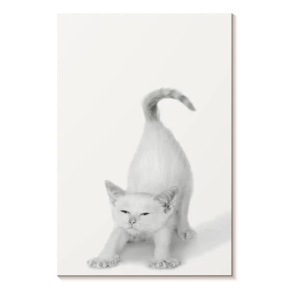 Elephant Stock Bonjour Kitty Wall Art - Vertical Canvas Wall Art - Living Room Wall Decor - Animal Canvas - White And Gray Decor By Jon Bertelli - 34" x 51"