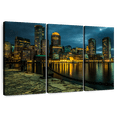 thumbnail image 1 of Elephant Stock Boston Skyline At Night Wall Art - Horizontal Multi Panel Canvas - Living Room Wall Decor - Places Multi Panel - Orange And Gray Decor - 57" x 36", 1 of 8