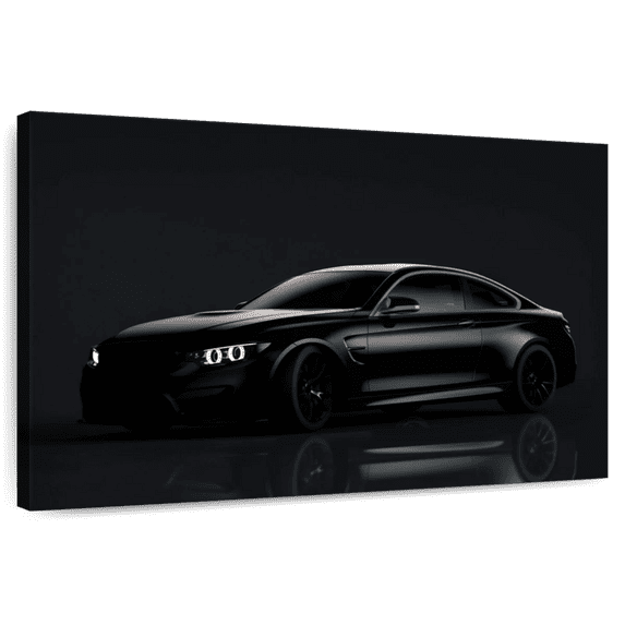 Elephant Stock Brand New Black Car Wall Art - Horizontal Canvas Wall Art - Living Room Wall Decor - Transportation Canvas - Black And Gray Decor - 24" x 16"