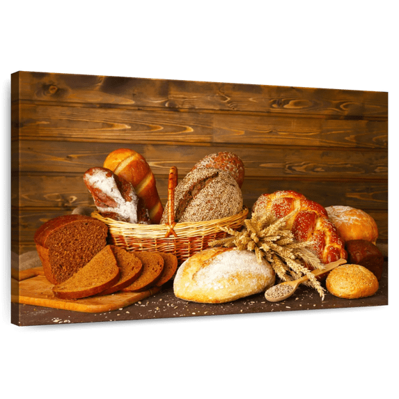 Elephant Stock Bread Assortment Wall Art - Horizontal Canvas Wall Art - Kitchen Wall Decor - Food And Drink Canvas - Brown And Beige Decor - 45" x 30"