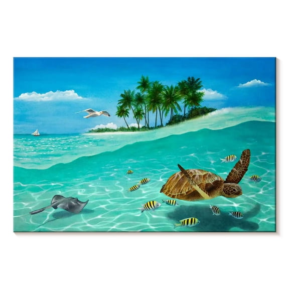 Elephant Stock Breezin' Wall Art - Horizontal Canvas Wall Art - Hallway Wall Decor - Nautical Canvas - Blue And Turquoise Decor By Carolyn Steele - 12" x 8"