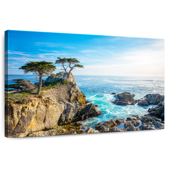 Elephant Stock Bright Pebble Beach Wall Art - Horizontal Canvas Wall Art - Living Room Wall Decor - Beach Canvas - Blue And Brown Decor - 36" x 24"