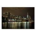thumbnail image 1 of Elephant Stock The Brooklyn Bridge After Dark Wall Art - Horizontal Canvas Wall Art - Living Room Wall Decor - City Canvas - Brown And Green Decor By Scott Stulberg - 45" x 30", 1 of 4