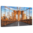 thumbnail image 1 of Elephant Stock Brooklyn Bridge Pedestrian Walkway Wall Art - Horizontal Canvas Wall Art - Living Room Wall Decor - Architecture Canvas - Blue And Gray Decor - 51" x 34", 1 of 8