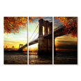 thumbnail image 1 of Elephant Stock Brooklyn Bridge Scenery Wall Art - Horizontal Multi Panel Canvas - Living Room Wall Decor - Architecture Multi Panel - Gray And Orange Decor - 65" x 42", 1 of 4