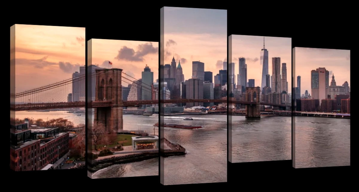 Elephant Stock Brooklyn Dusk Wall Art - Horizontal Multi Panel Canvas ...