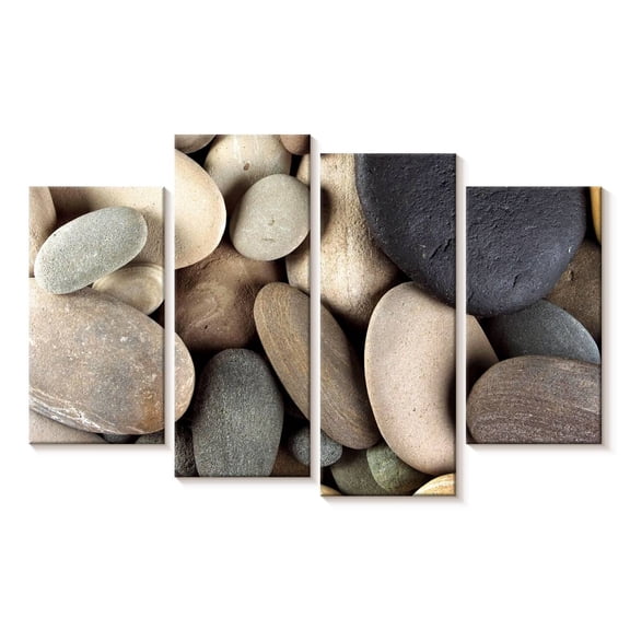 Elephant Stock Brown Pebbles Wall Art - Horizontal Multi Panel Canvas - Bathroom Wall Decor - Wellness Multi Panel - Brown And Beige Decor By Photoinc Studio - 30" x 18"
