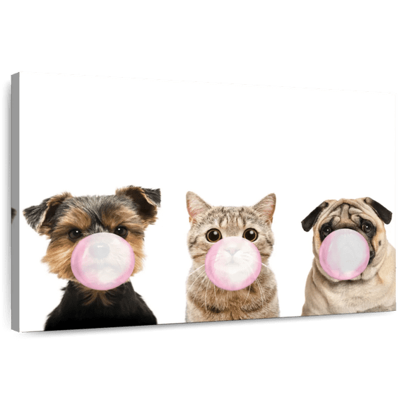 Elephant Stock Bubble Gum Animal Pets Wall Art - Horizontal Canvas Wall Art - Living Room Wall Decor - Humor Canvas - White And Black Decor - 12" x 8"