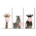 thumbnail image 1 of Elephant Stock Bubble Gum Safari Animals Wall Art - Horizontal Multi Panel Canvas - Living Room Wall Decor - Animal Multi Panel - White And Pink Decor - 23" x 14", 1 of 4