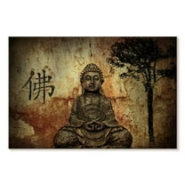 Elephant Stock Buddha Belief Wall Art - Horizontal Canvas Wall Art - Living Room Wall Decor - Religion And Spirituality Canvas - Brown And Yellow Decor - 12" x 8"