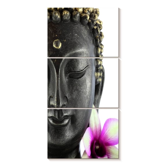 Elephant Stock Buddha Head Wall Art - Vertical Multi Panel Canvas - Living Room Wall Decor - Wellness Multi Panel - Black And Gray Decor - 24" x 52"