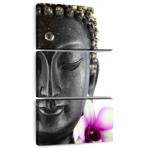 Elephant Stock Buddha Head Wall Art - Vertical Multi Panel Canvas - Living Room Wall Decor - Wellness Multi Panel - Black And Gray Decor - 39" x 80"