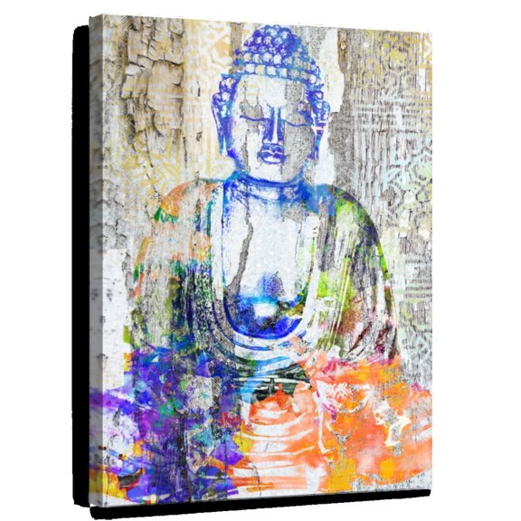 Elephant Stock Buddha I Wall Art - Vertical Canvas Wall Art - Living Room Wall Decor - People Canvas - Gray And Blue Decor By Surma & Guillen - 32" x 48"