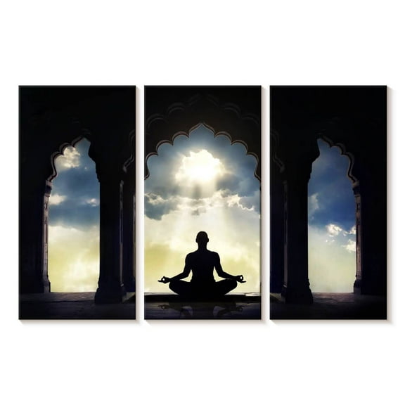 Elephant Stock Buddhist Wall Art - Horizontal Multi Panel Canvas - Living Room Wall Decor - Wellness Multi Panel - Black And Gray Decor - 23" x 14"